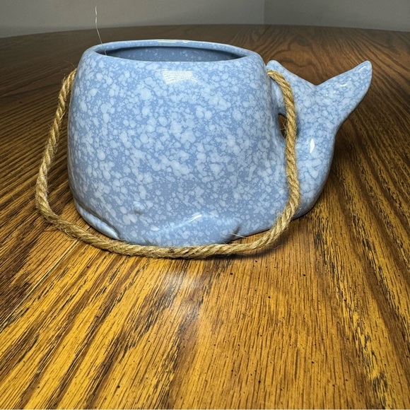 Blue Ceramic Whale Hanging Planter - Picture 1 of 6